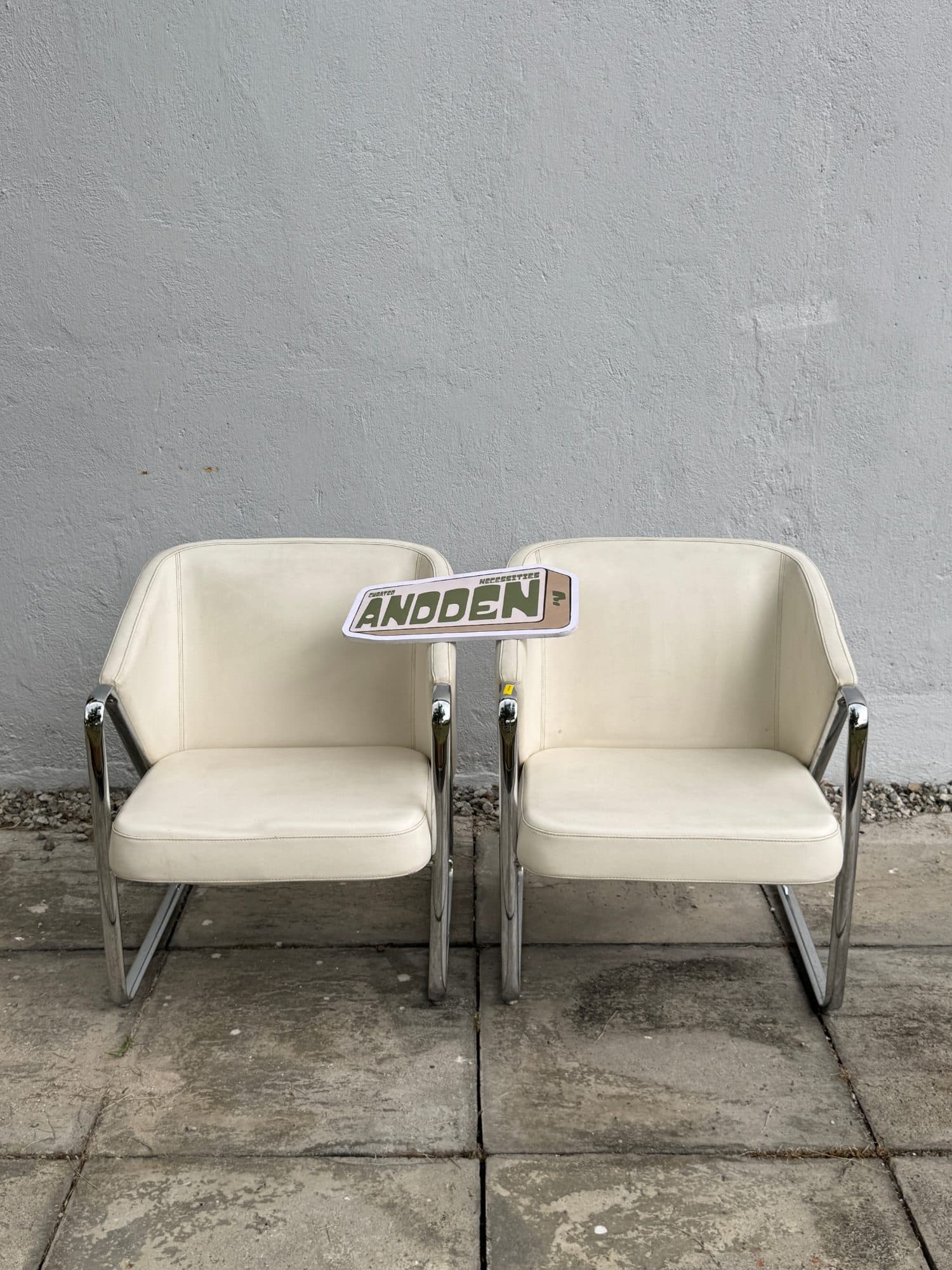 Mondi white arm chair pair